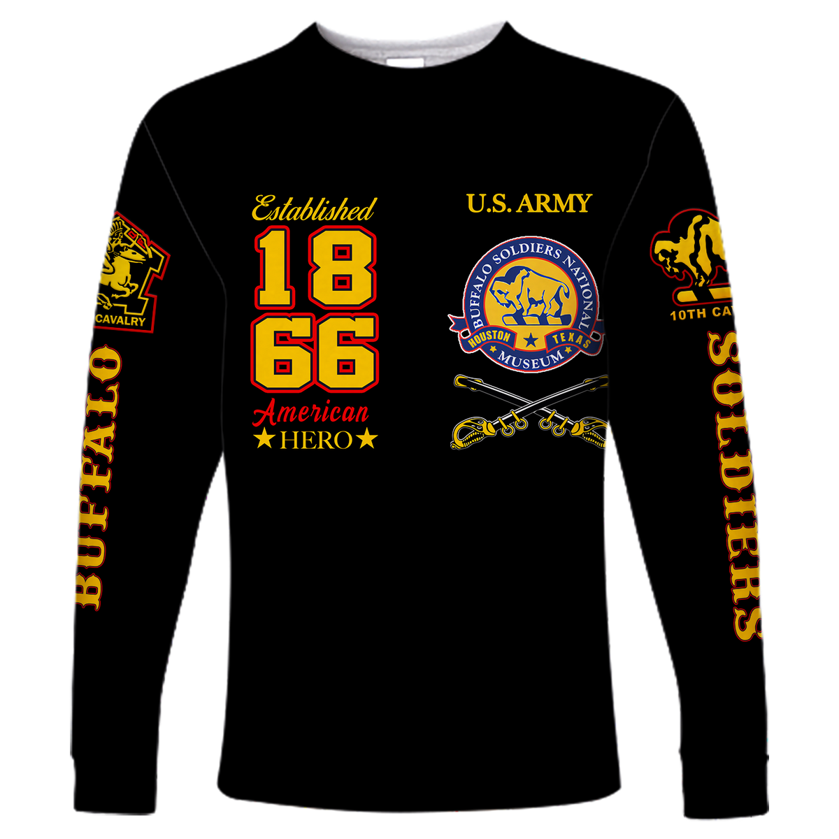 Big Boy Buffalo Soldiers Long Sleeve Shirt Black LT12 - Wonder Print Shop