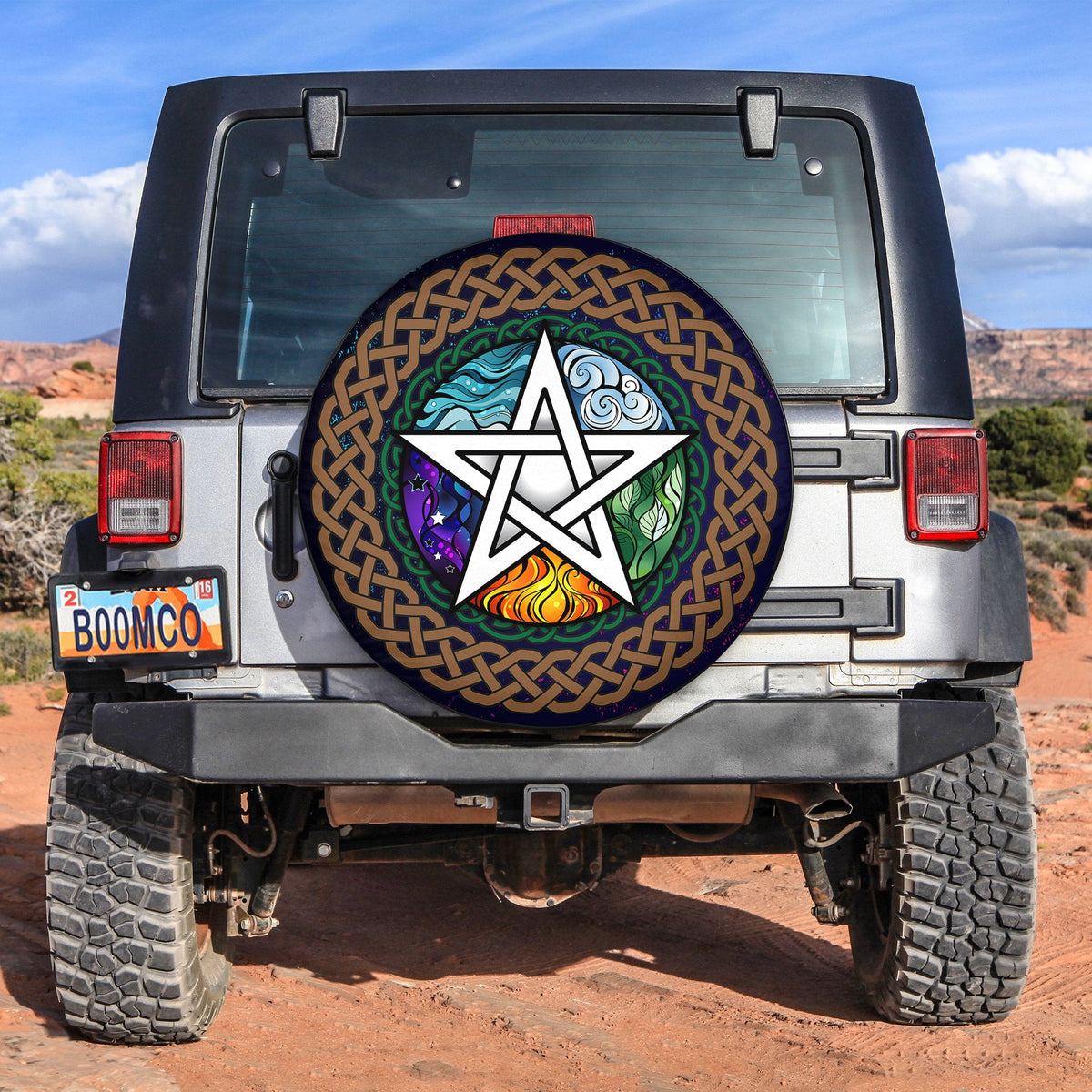 Celtic Pentagram With Elements Spare Tire Cover LT12 - Wonder Print Shop