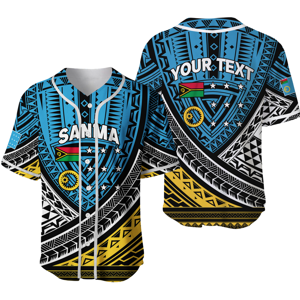Custom Personalised Vanuatu Sanma Province Tribal Pattern Baseball Jersey LT12 - Wonder Print Shop