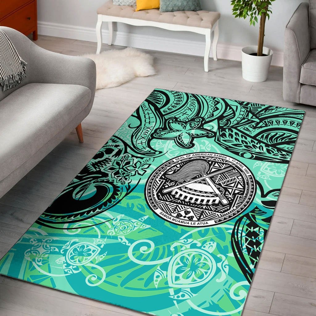 american-samoa-polynesian-area-rug-vintage-floral-pattern-green-color