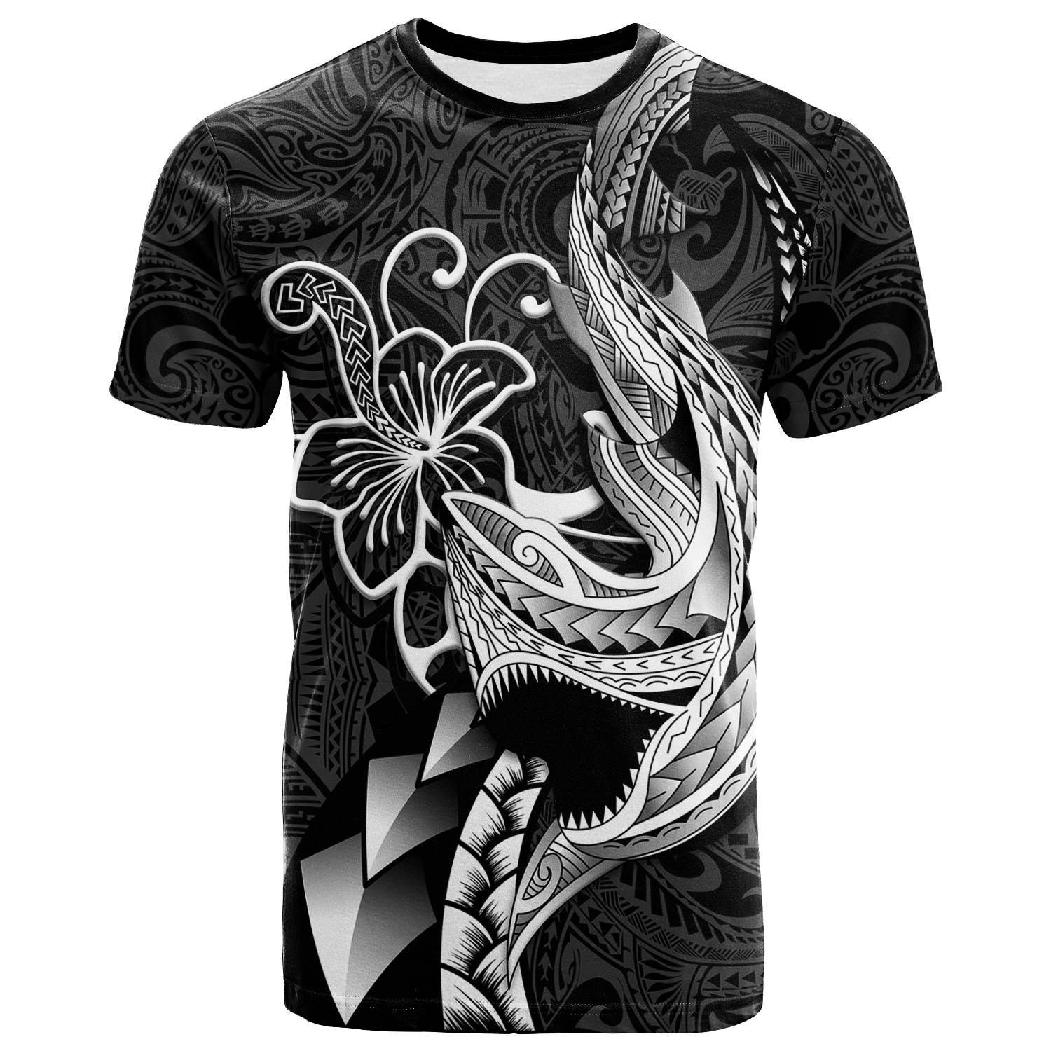Polynesian Shark Tattoo Hawaii Tribal T Shirt LT12 - Wonder Print Shop