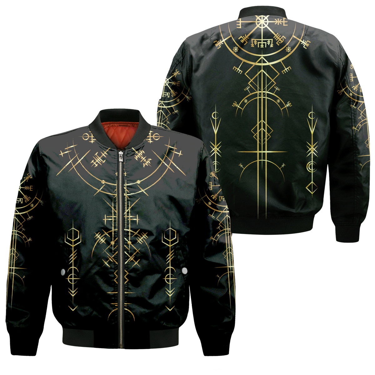Viking Helm of Awe Gold Art Bomber Jacket LT12 - Wonder Print Shop