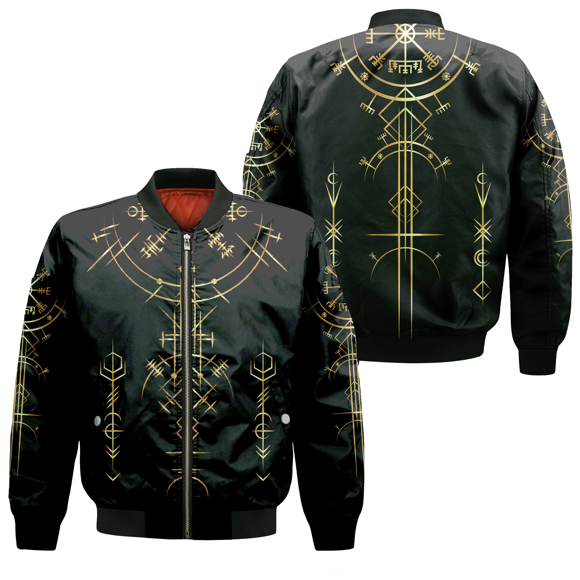 Viking Helm of Awe Gold Art Bomber Jacket LT12 - Wonder Print Shop