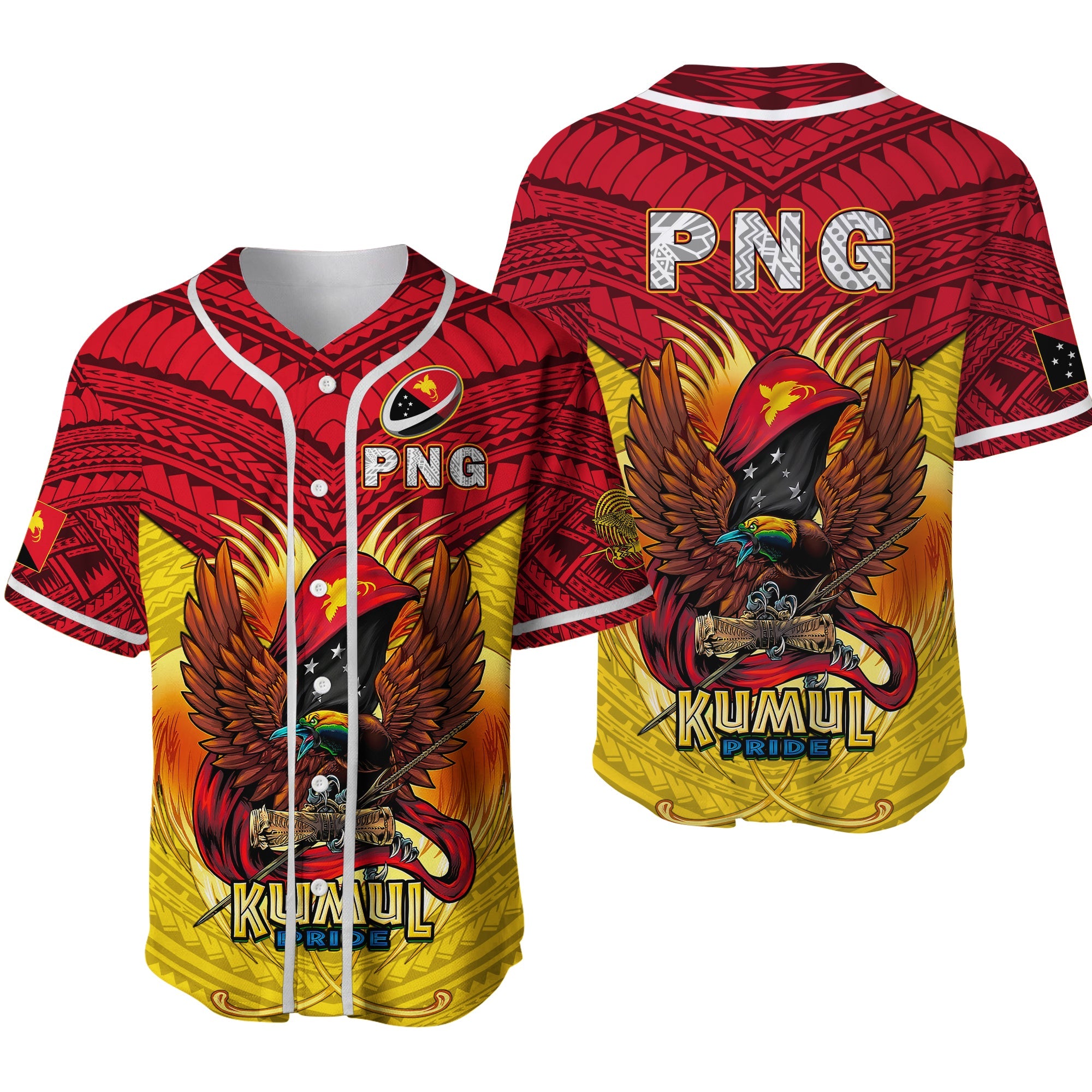 Papua New Guinea Rugby Kumul Pride Baseball Jersey - LT2 - Wonder Print Shop