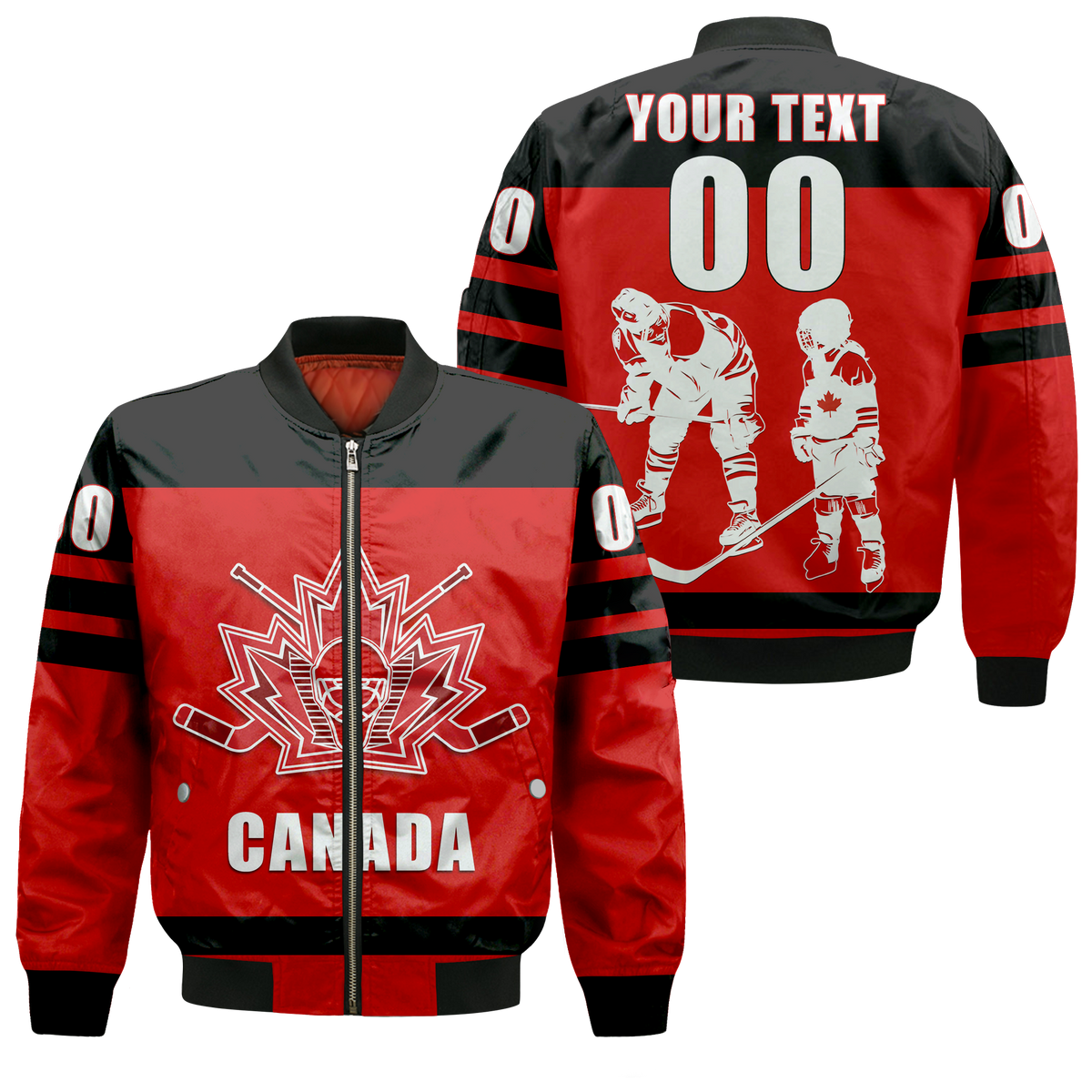 (Custom Personalised) Canada Hockey Team Supporter Father's Day Bomber Jacket LT12 - Wonder Print Shop