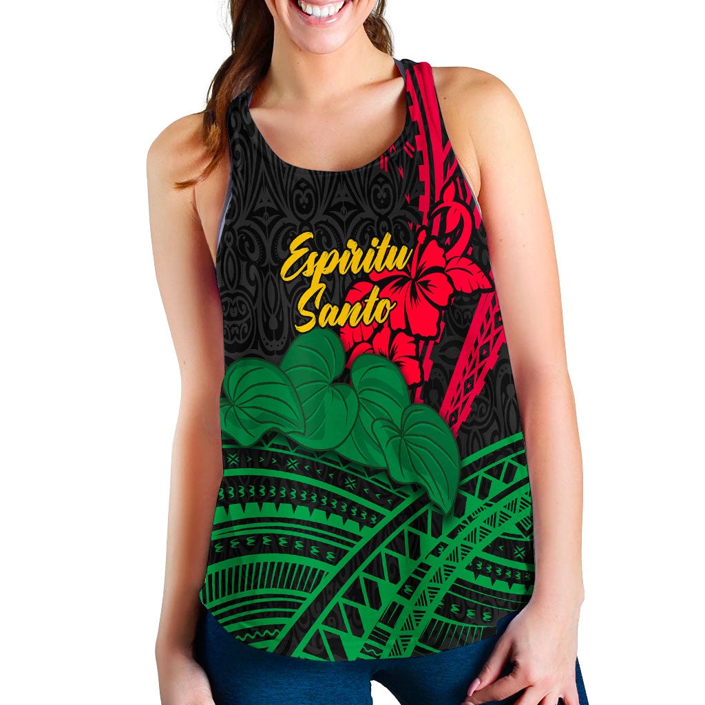 (Custom Personalised) Vanuatu Espiritu Santo Women Tank Top - Kava With Hibiscus LT12 - Wonder Print Shop