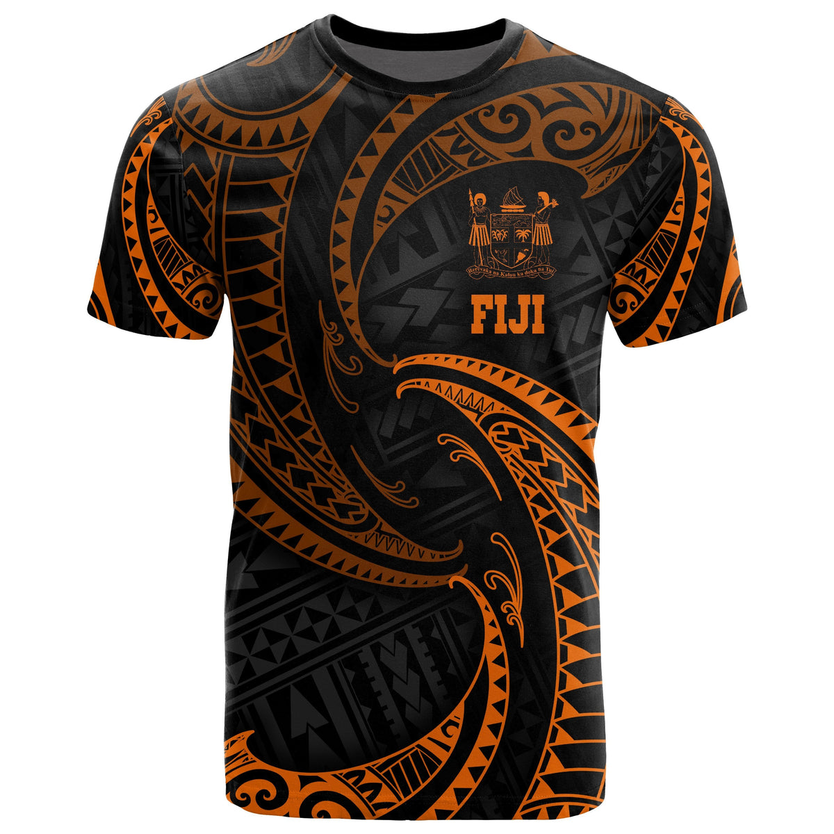Fiji Polynesian T Shirt Orange Tribal Wave - Wonder Print Shop