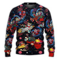 Chrismas Santa In The Space Ugly Christmas Sweater - Wonder Print Shop