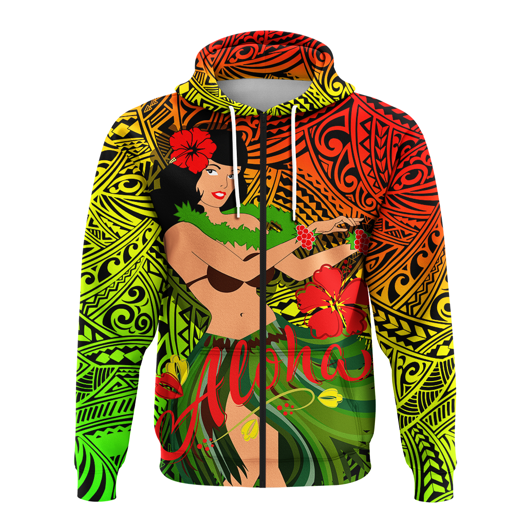 Custom Hawaii Hula Girl Reggae Hoodie LT2 - Wonder Print Shop