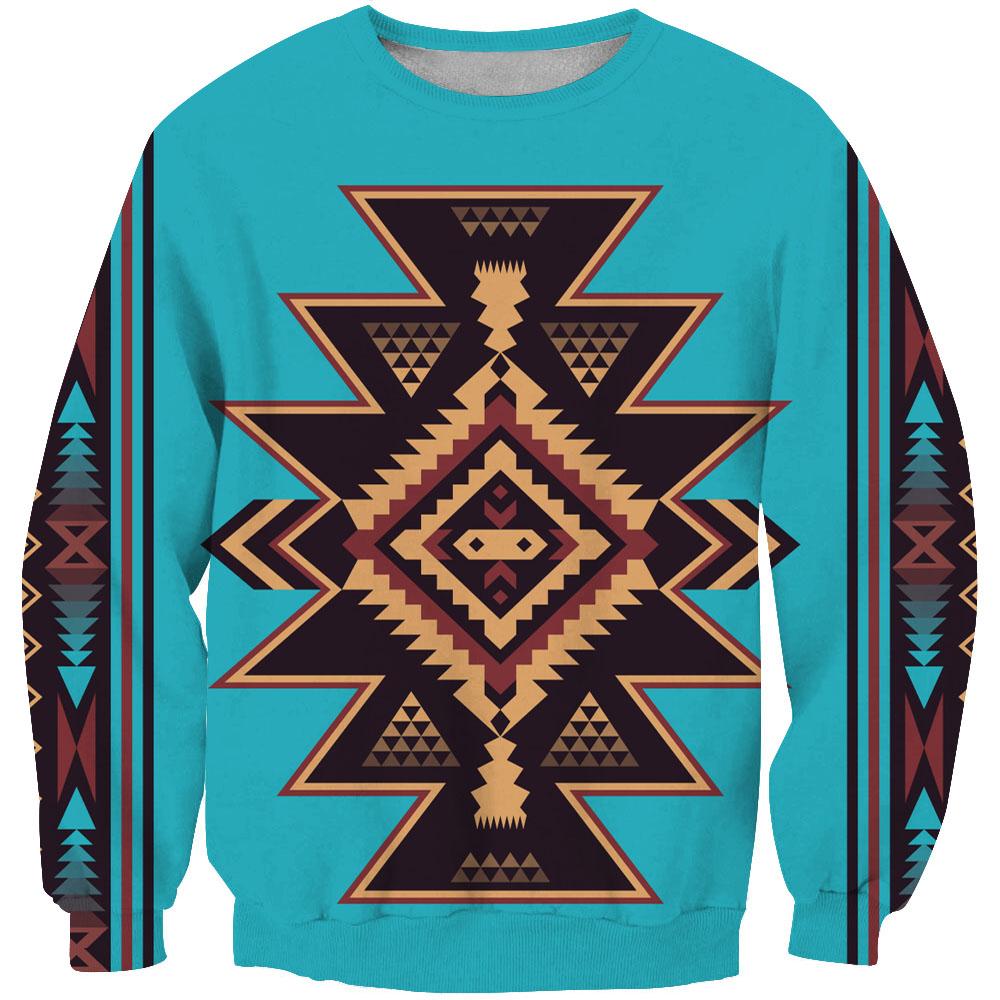 Blue Pattern Ethnic Native American 3D Sweatshirt LT10 - Wonder Print Shop