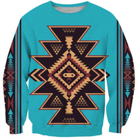 Blue Pattern Ethnic Native American 3D Sweatshirt LT10 - Wonder Print Shop