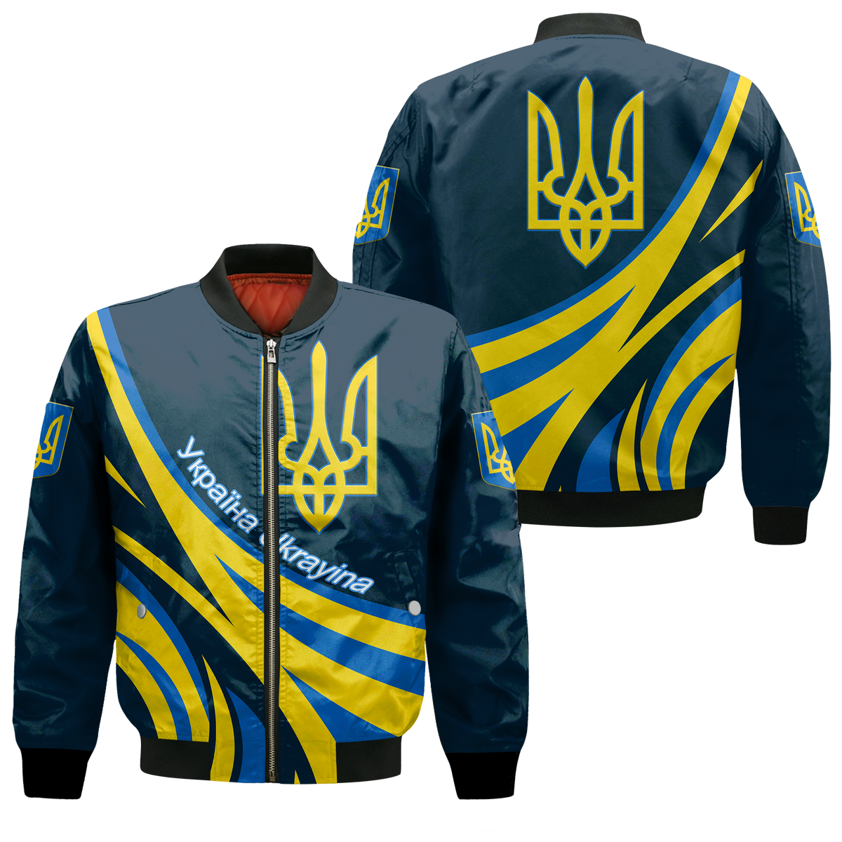 Ukraine Gold Trident Bomber Jacket LT12 - Wonder Print Shop