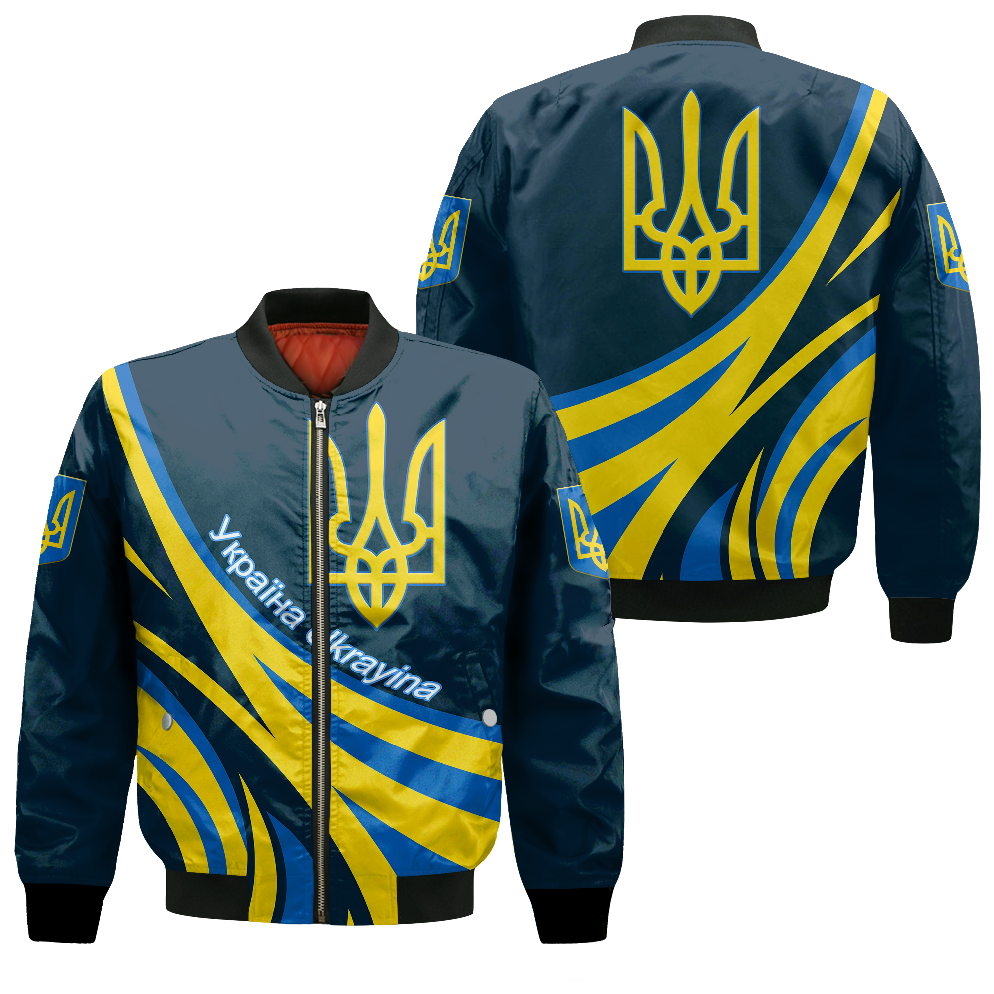 Ukraine Gold Trident Bomber Jacket LT12 - Wonder Print Shop