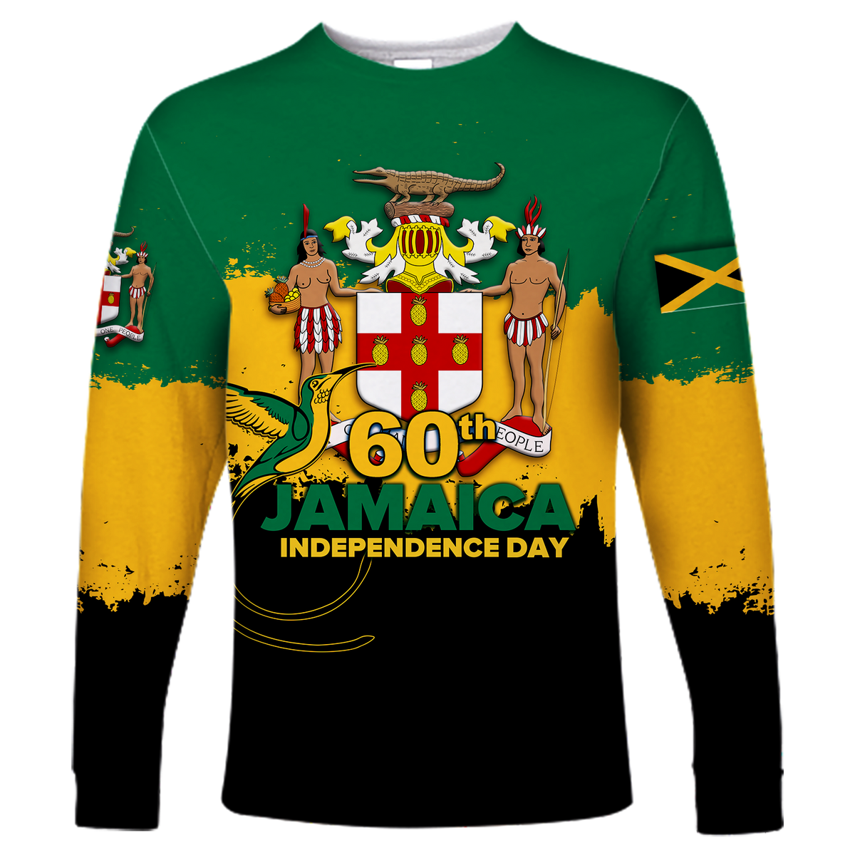 Jamaica 60th Anniversary Independence Day Long Sleeve Shirt LT12 - Wonder Print Shop