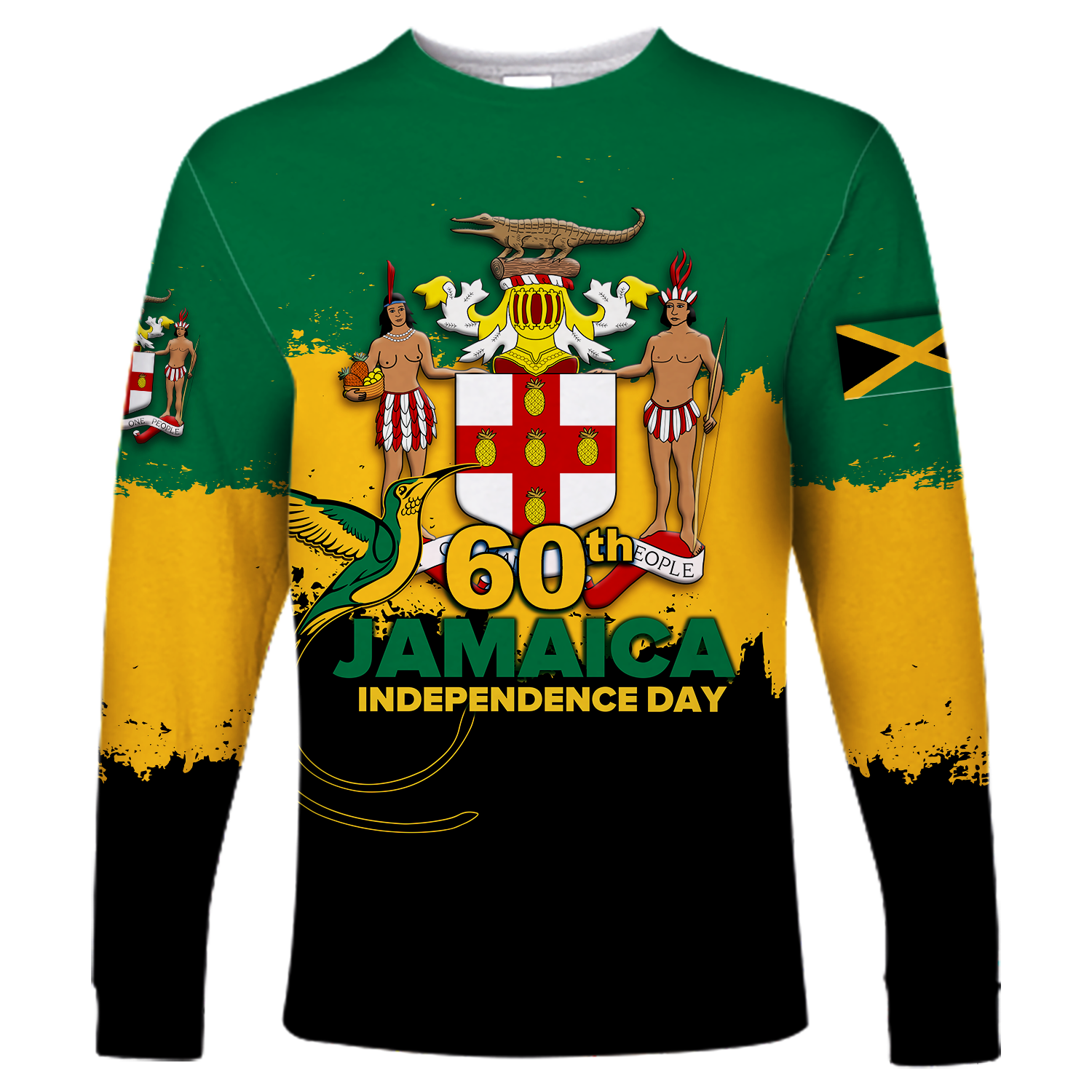 Jamaica 60th Anniversary Independence Day Long Sleeve Shirt LT12 - Wonder Print Shop