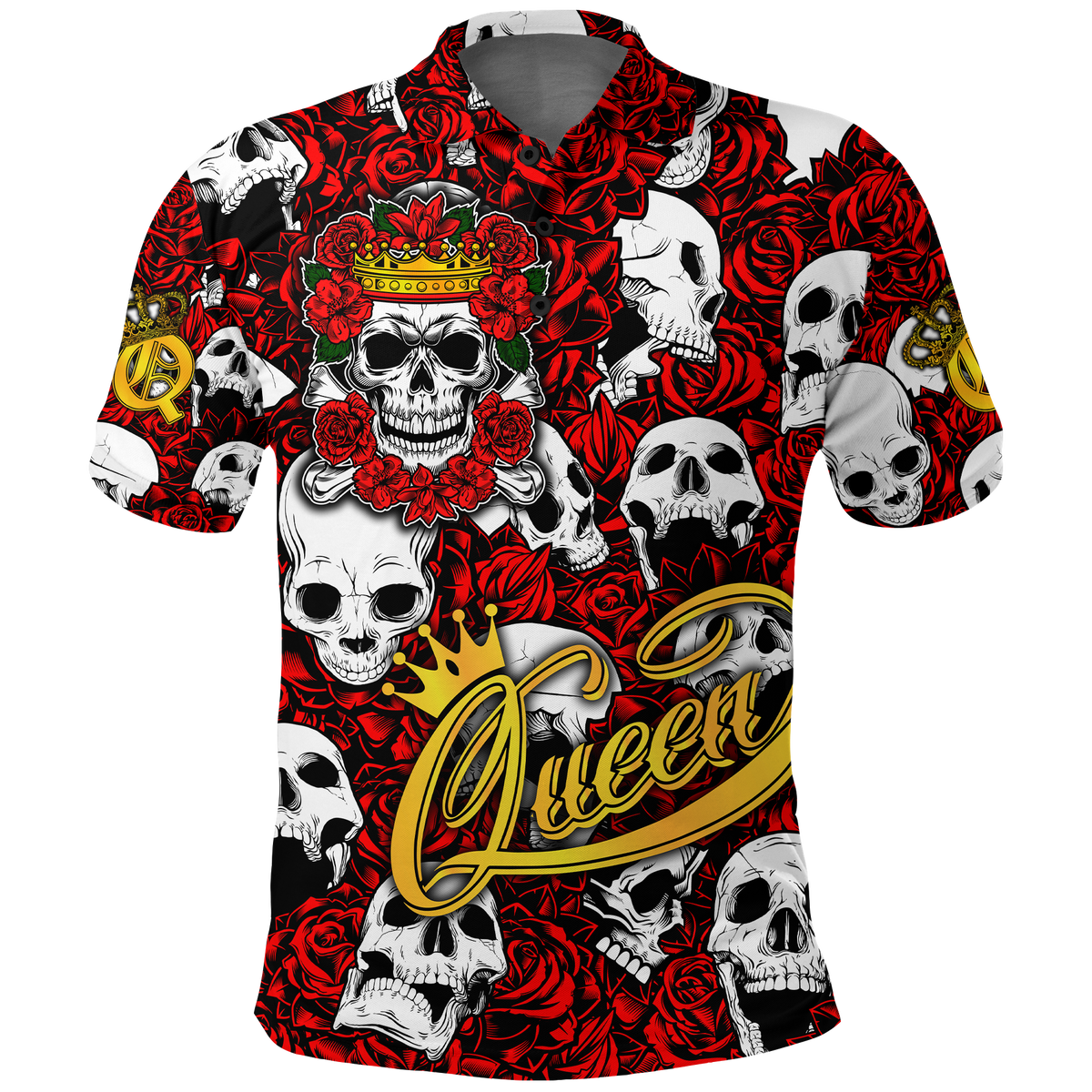 Skull Rose Queen Death Cannot Divide Us Polo Shirt LT2 - Wonder Print Shop