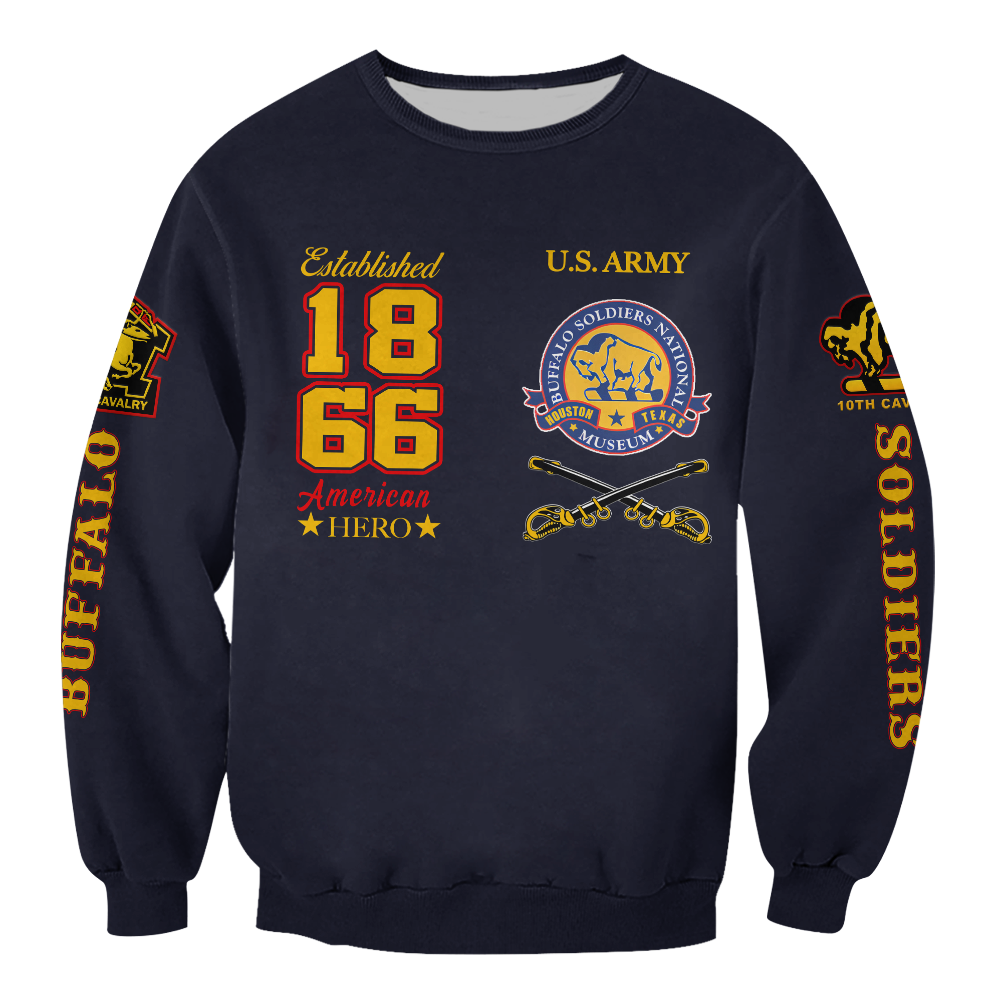 Big Boy Buffalo Soldiers Sweatshirt Blue LT12 - Wonder Print Shop