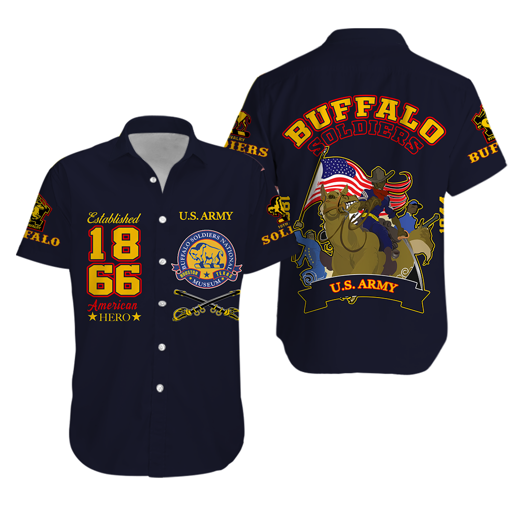 Big Boy Buffalo Soldiers Hawaiian Shirt Blue LT12 - Wonder Print Shop