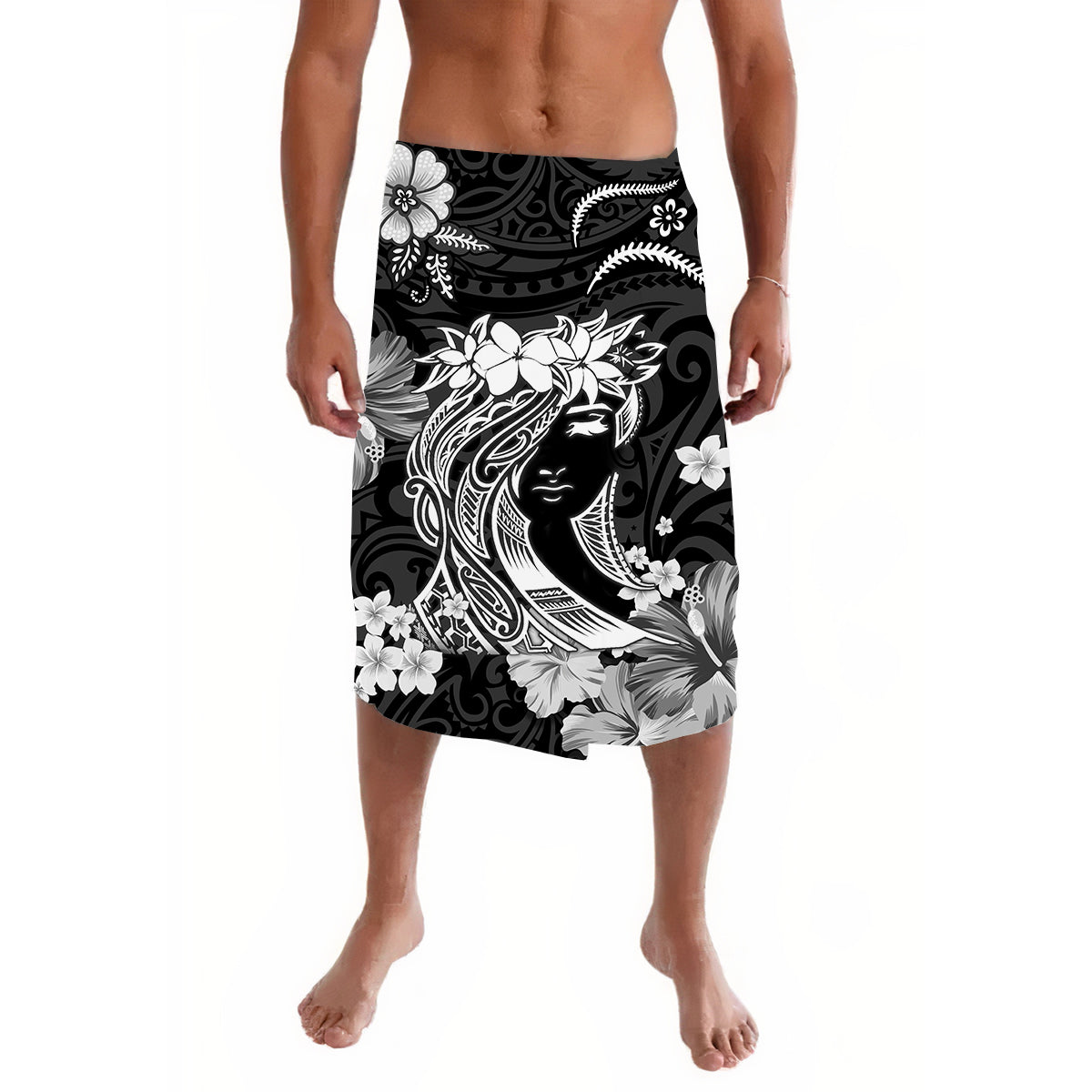 Hawaii Lavalava Polynesia Black Attractive Hula Girl LT13 - Wonder Print Shop