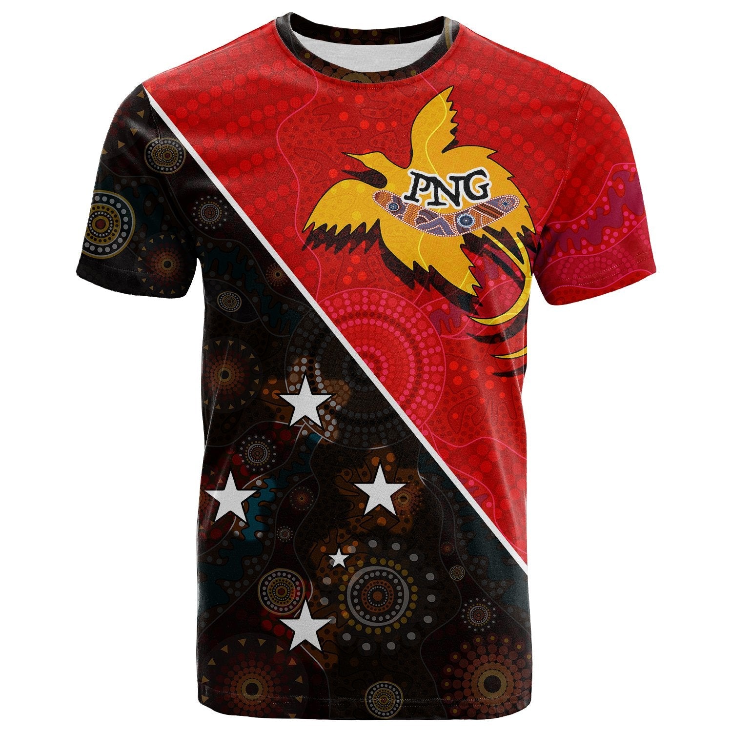 Papua New Guinea With Australian Aboriginal Print T Shirt LT20 - Wonder Print Shop
