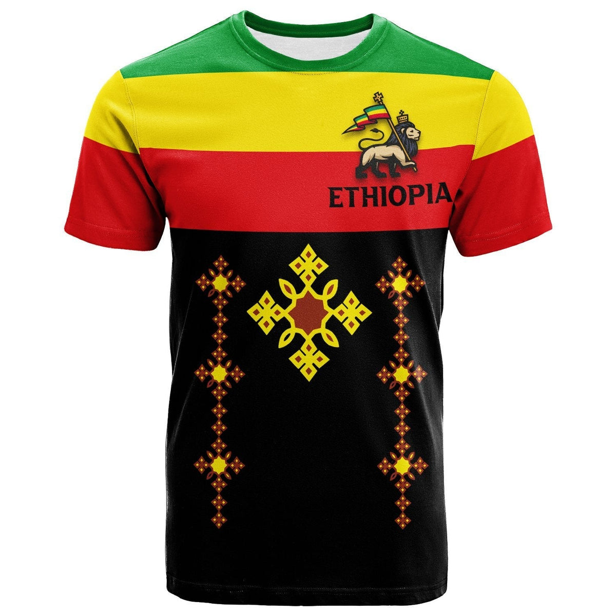 Ethiopia Cross With Flag T Shirt LT12 - Wonder Print Shop