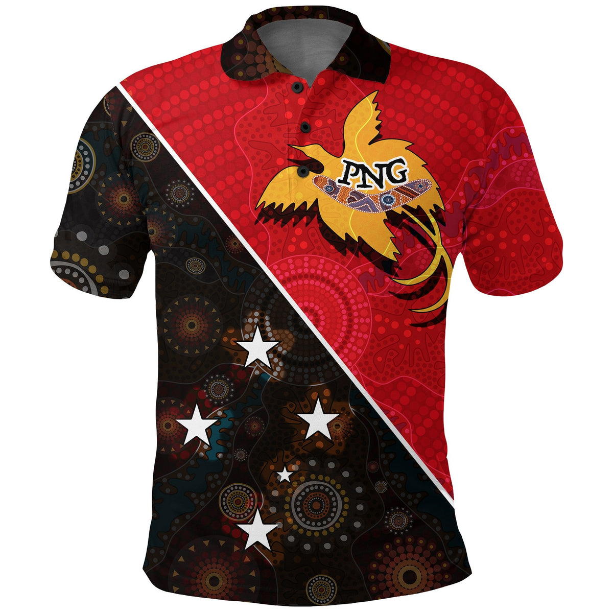 Papua New Guinea With Australian Aboriginal Print Polo Shirt LT20 - Wonder Print Shop