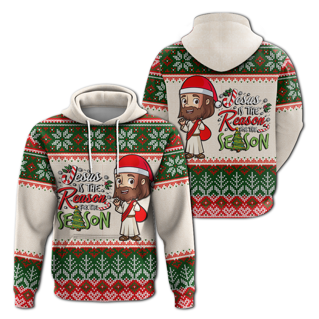 Christmas Jesus Is The Reason For The Season Ugly Pattern Hoodie LT12 - Wonder Print Shop