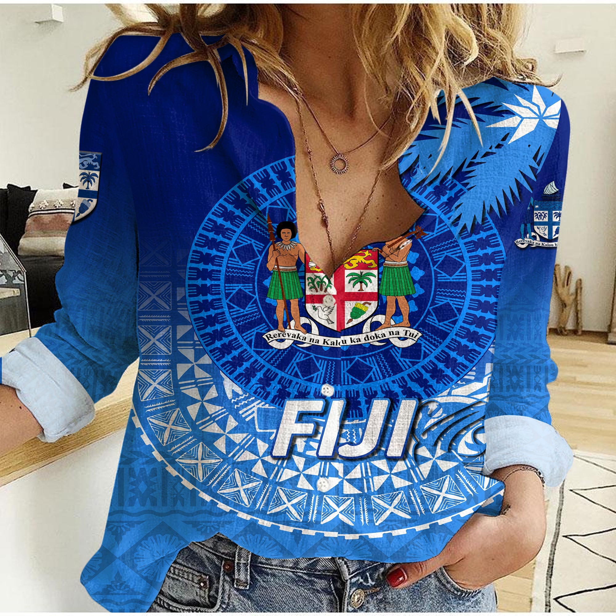 Custom Personalised Fiji Tapa Tribal Coconut Tree Women Casual Shirt LT12 - Wonder Print Shop