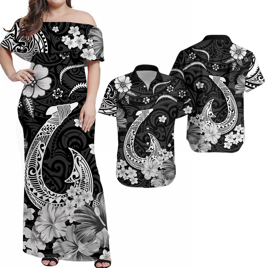 Hawaii Matching Hawaiian Shirt And Dress Polynesia White Fish Hook LT13 - Wonder Print Shop