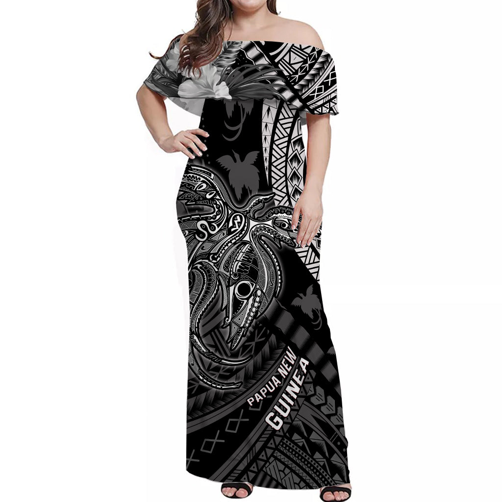 custom-personalised-papua-new-guinea-off-shoulder-long-dress-raggiana-birds-of-paradise-black