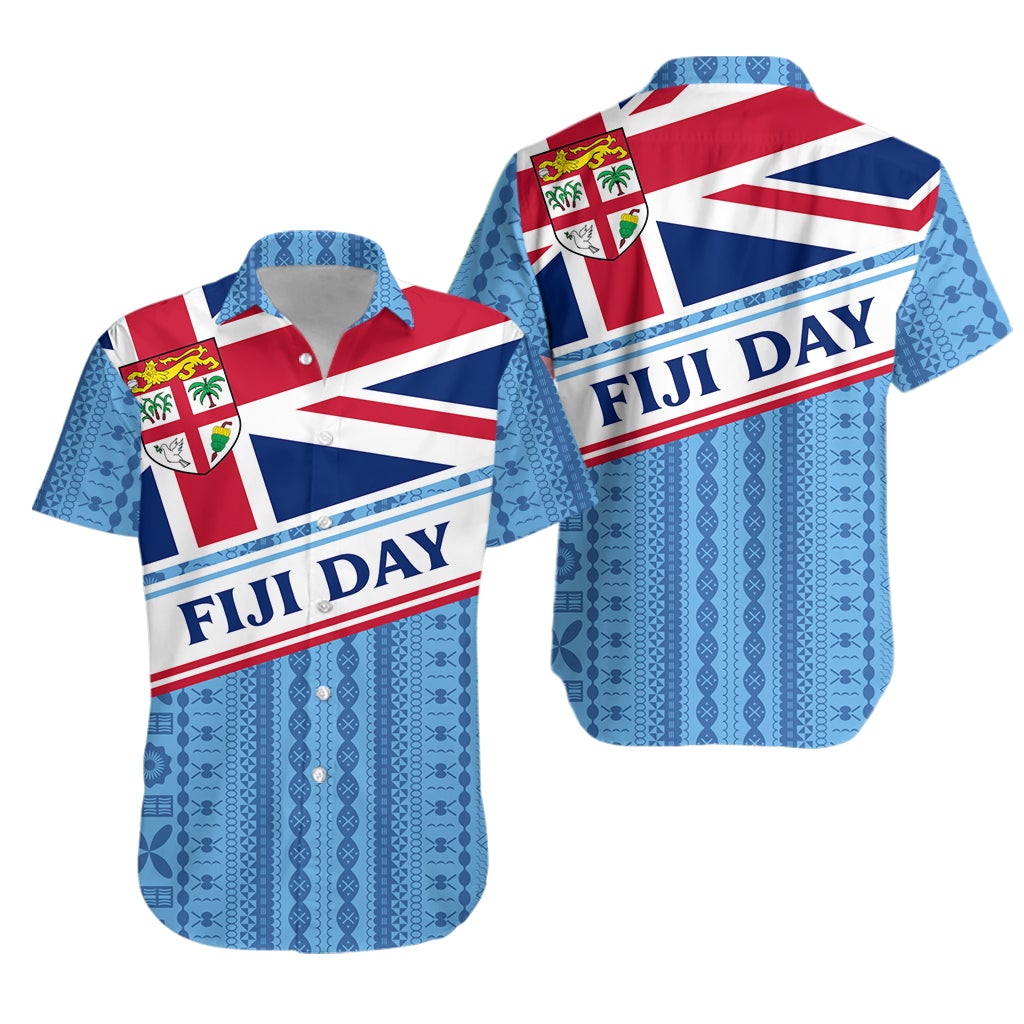 Fiji Day Hawaiian Shirt - Tapa Pattern With Flag LT12 - Wonder Print Shop