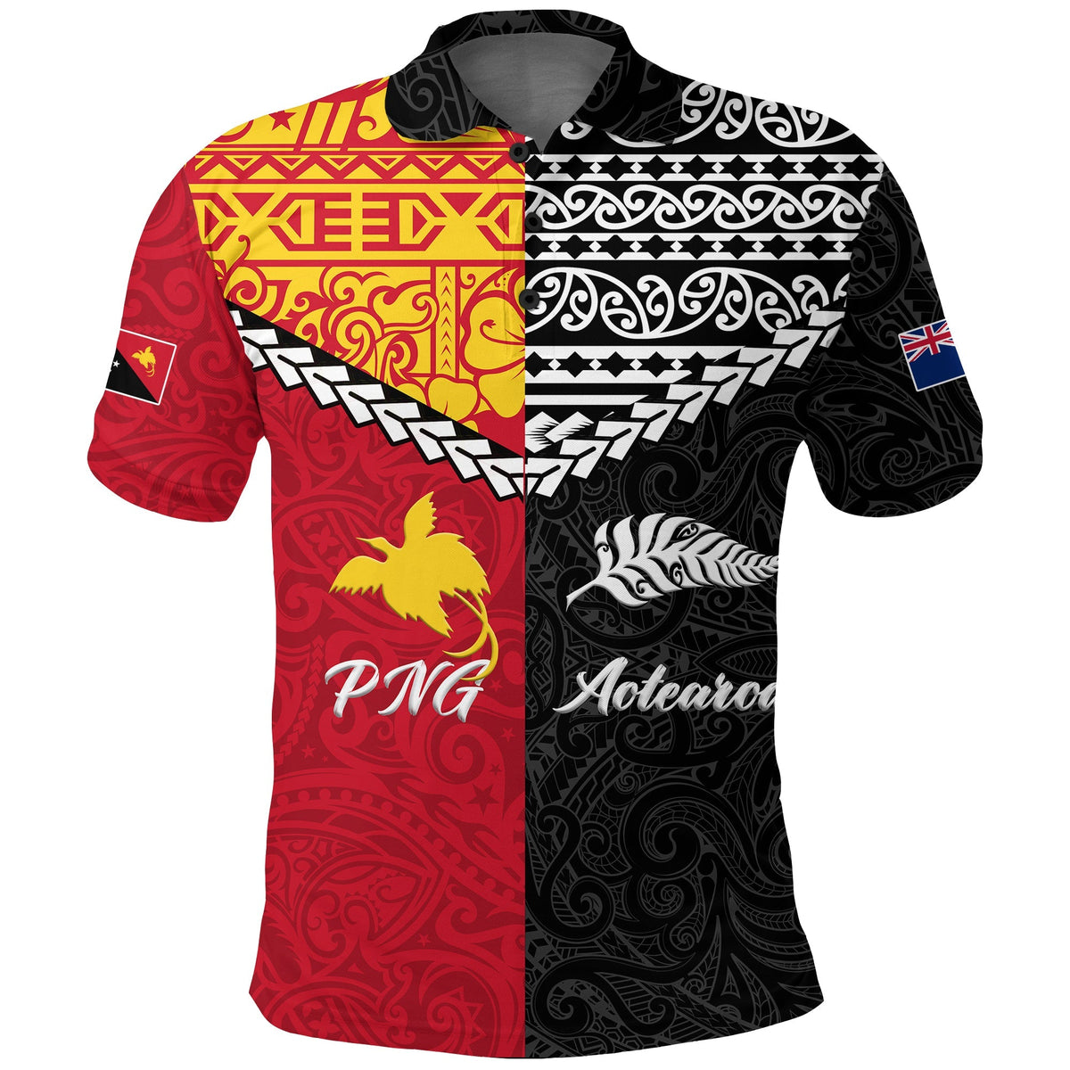 Papua New Guinea Combine New Zealand Maori Aotearoa Heritage Polo Shirt LT12 - Wonder Print Shop