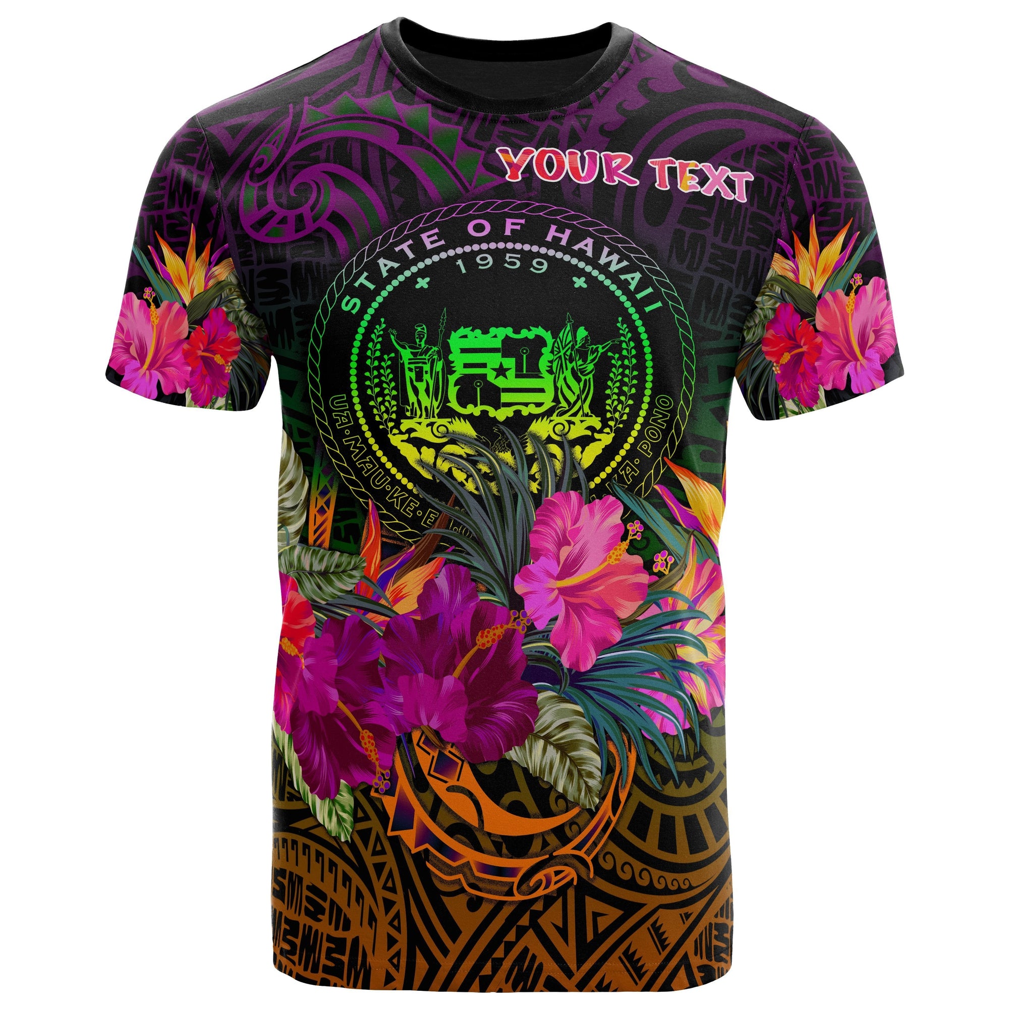 polynesian-hawaii-personalised-t-shirt-summer-hibiscus