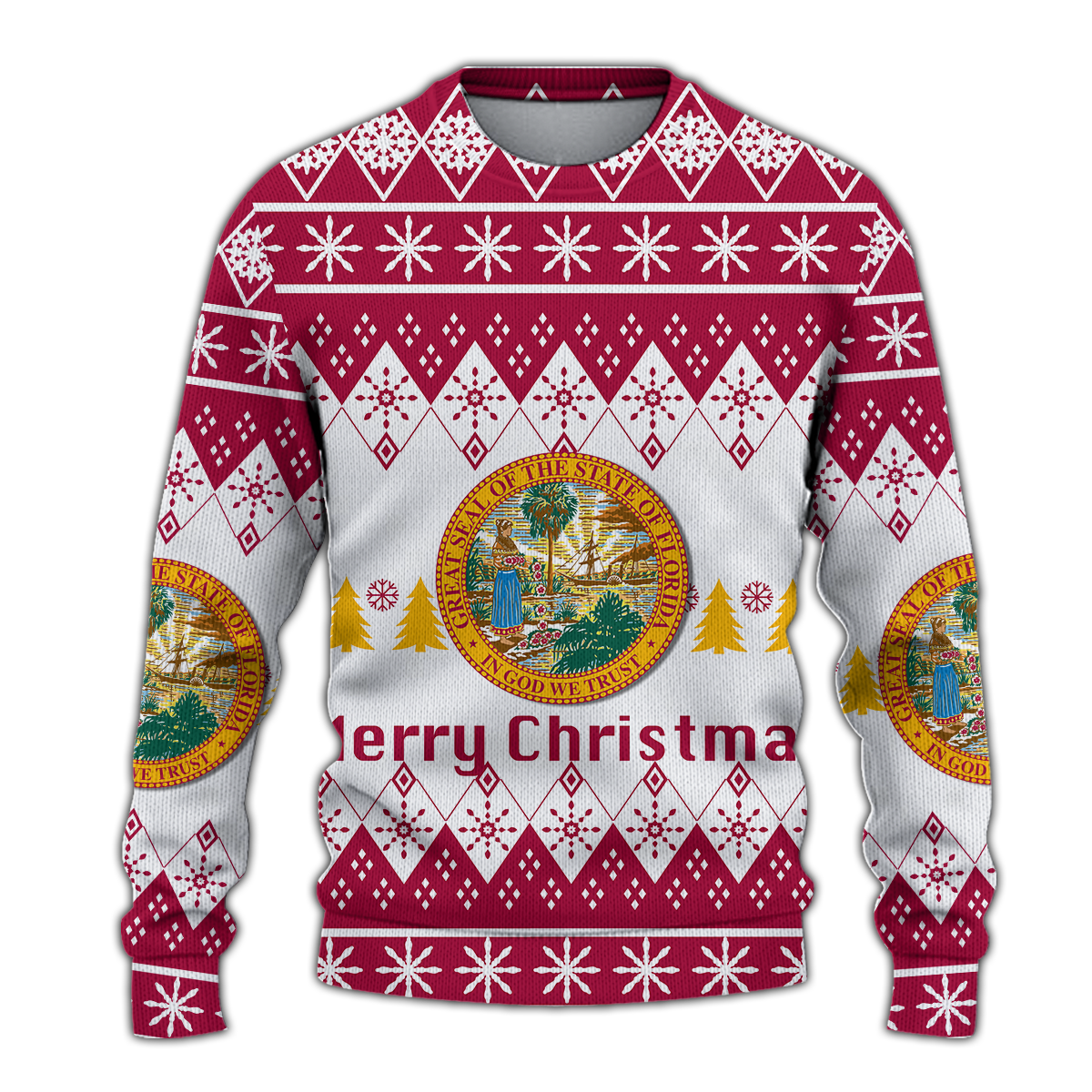 Florida Christmas Merry Christmas Ugly Pattern Sweatshirt - LT12 - Wonder Print Shop