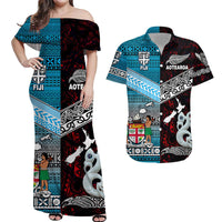 New Zealand and Fiji Matching Hawaiian Shirt And Dress Together Red LT8 - Wonder Print Shop