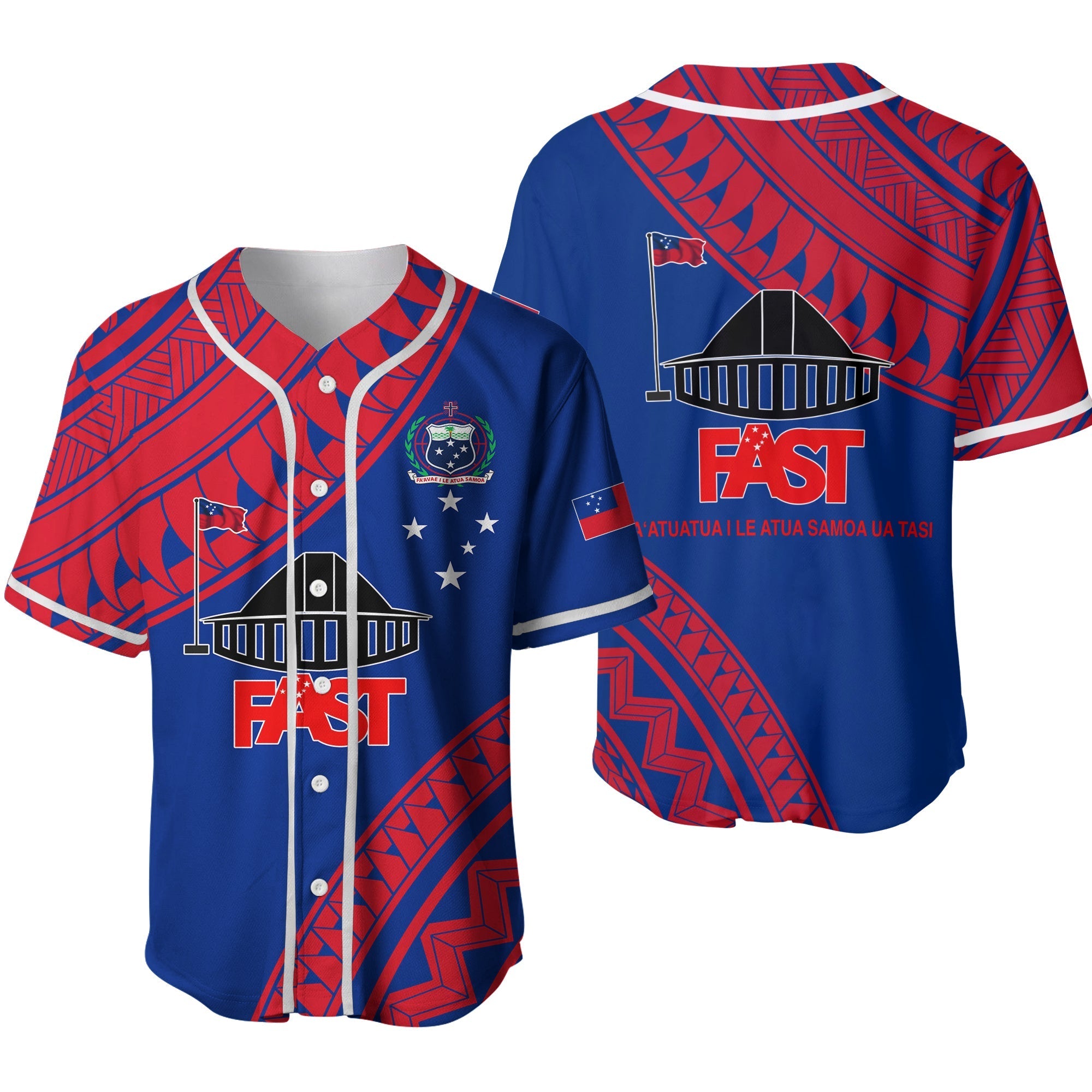 F.A.S.T Samoa Baseball Jersey - Samoan Pattern LT12 - Wonder Print Shop