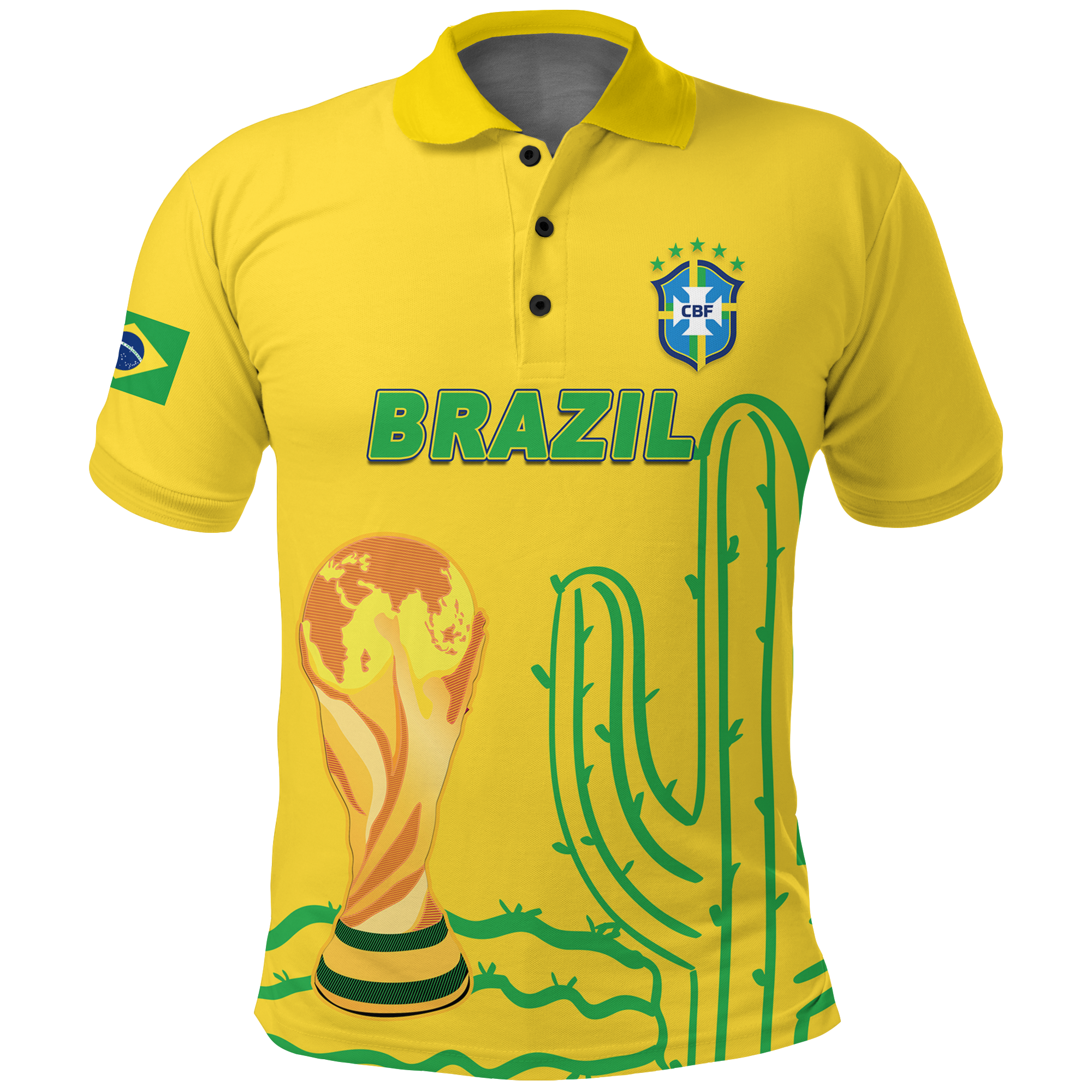 Custom Brazil Champion Polo Shirt Football 2022 LT12 - Wonder Print Shop
