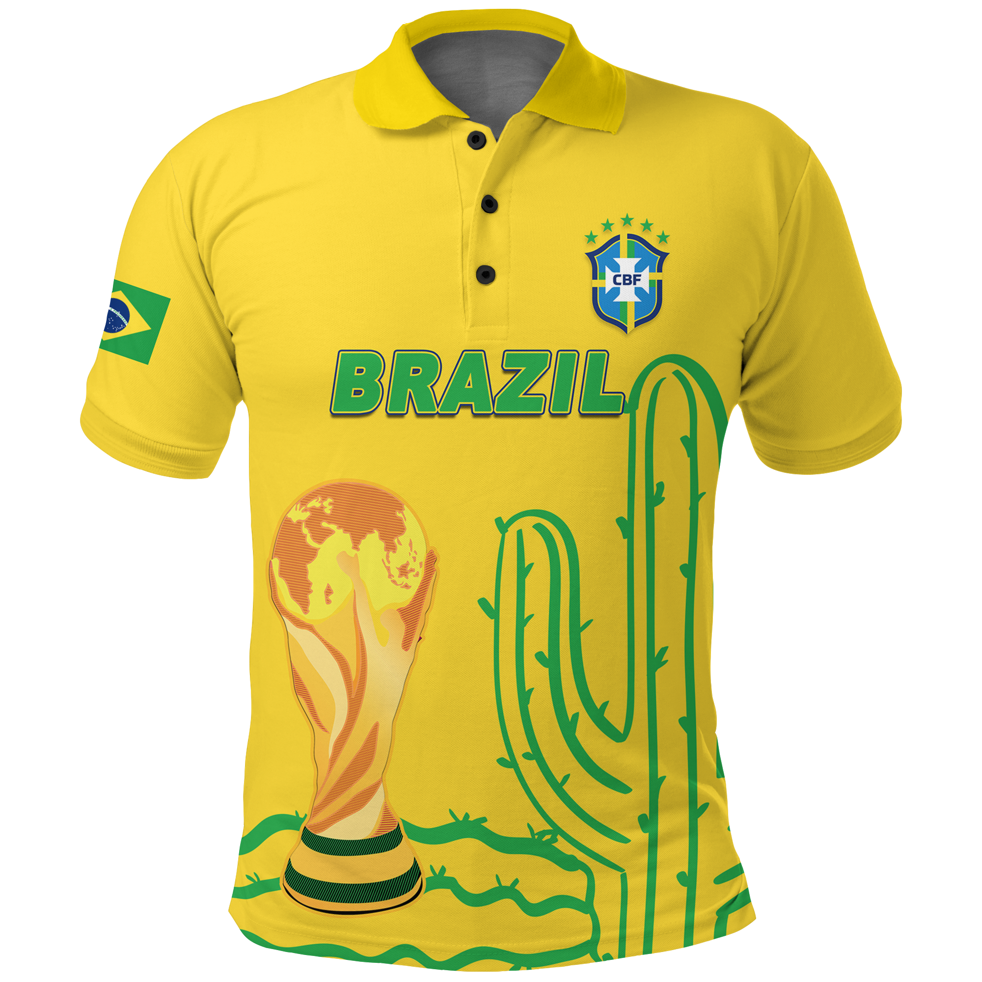 (Custom Personalised) Brazil Champion Football World Cup 2022 Polo Shirt