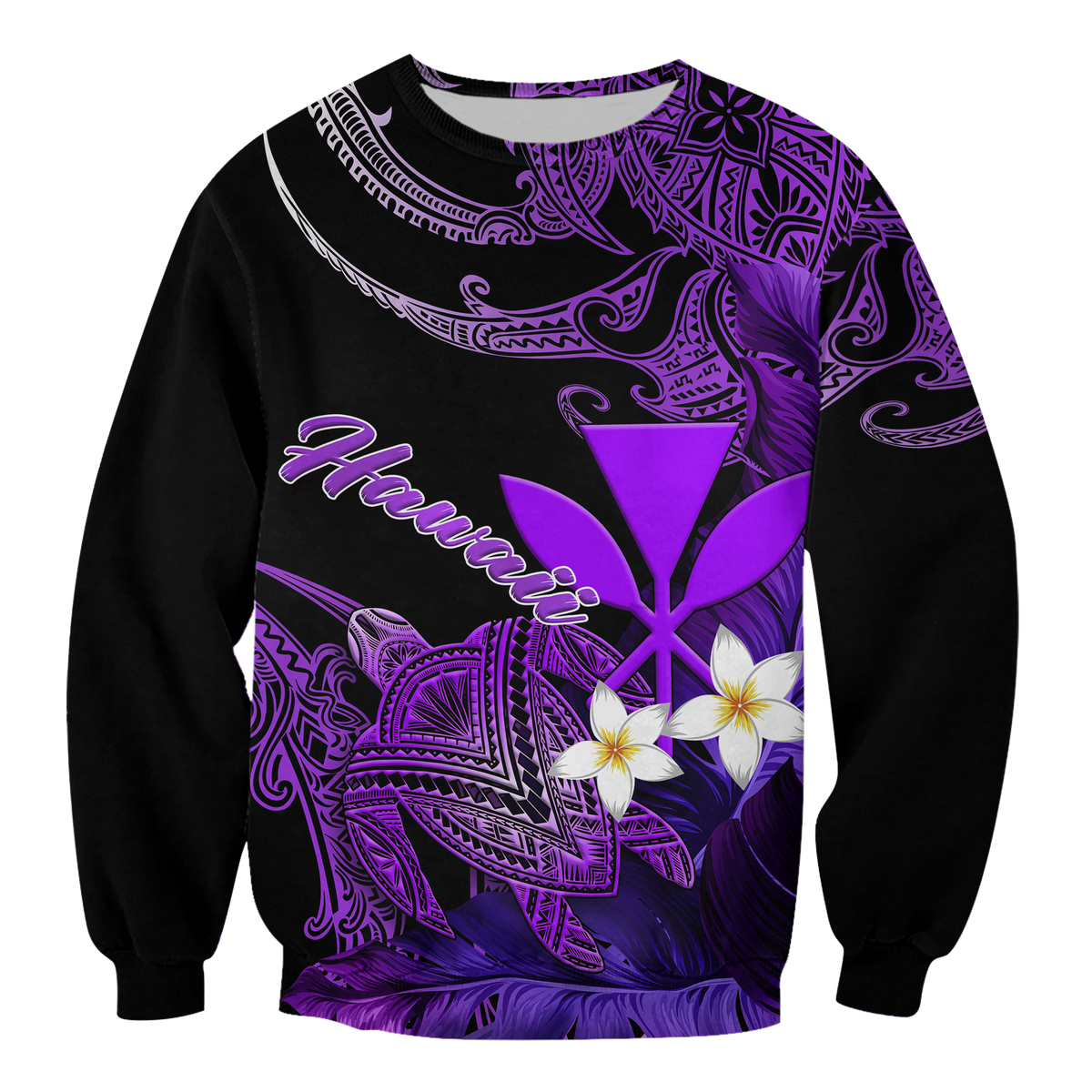 Hawaii Turtle With Plumeria Leaf Purple Sweatshirt LT12 - Wonder Print Shop