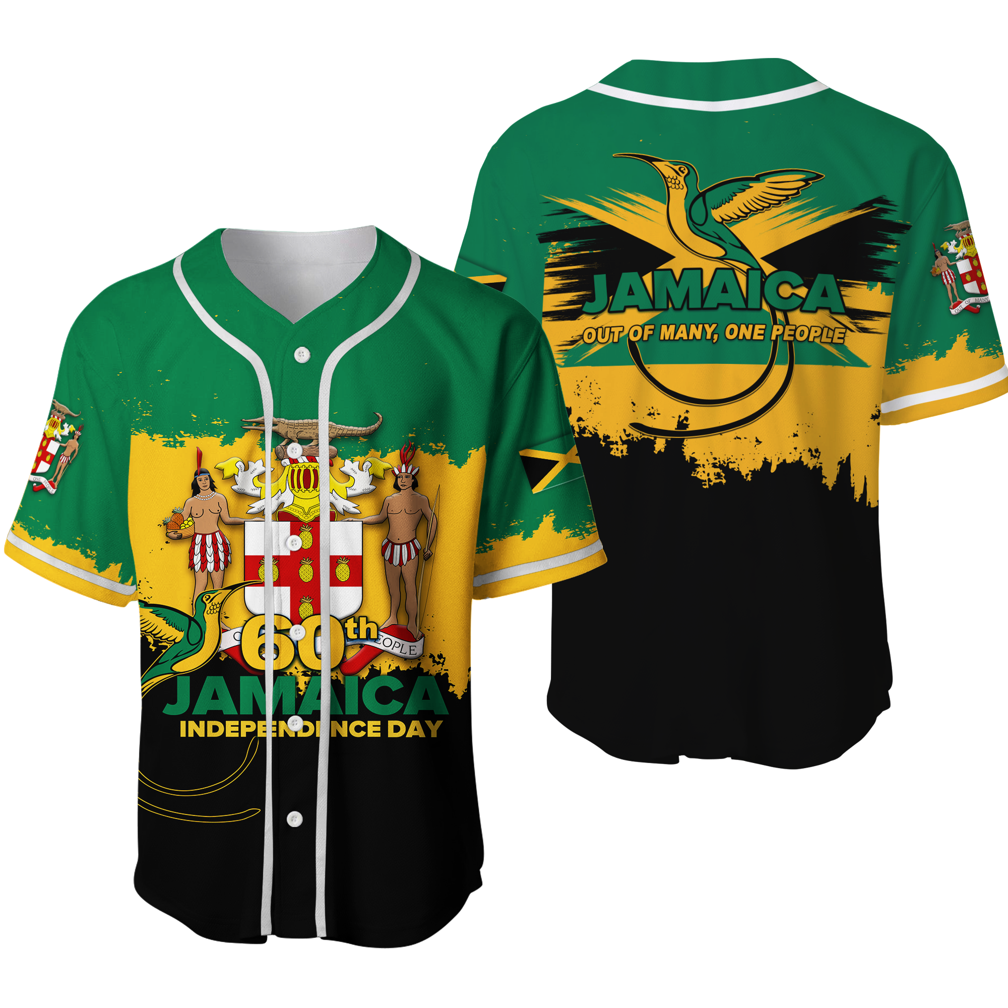 Jamaica 60th Anniversary Independence Day Baseball Jersey LT12 - Wonder Print Shop