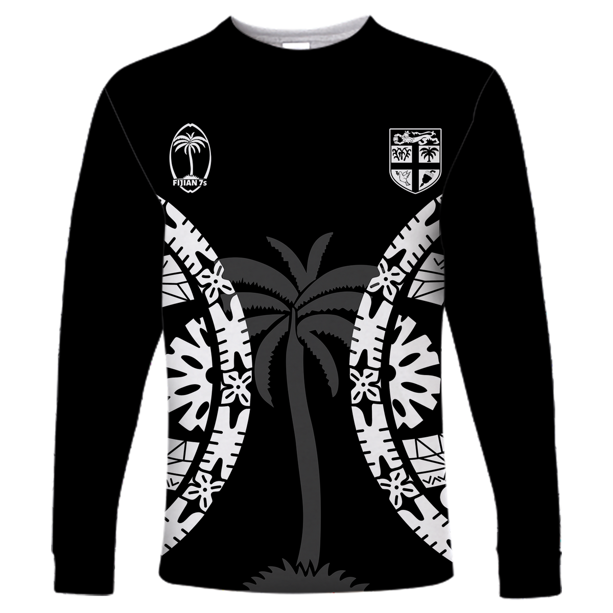 Custom Personalised Fiji Rugby Sevens Fijian Tapa Pattern Long Sleeve Shirt LT12 - Wonder Print Shop