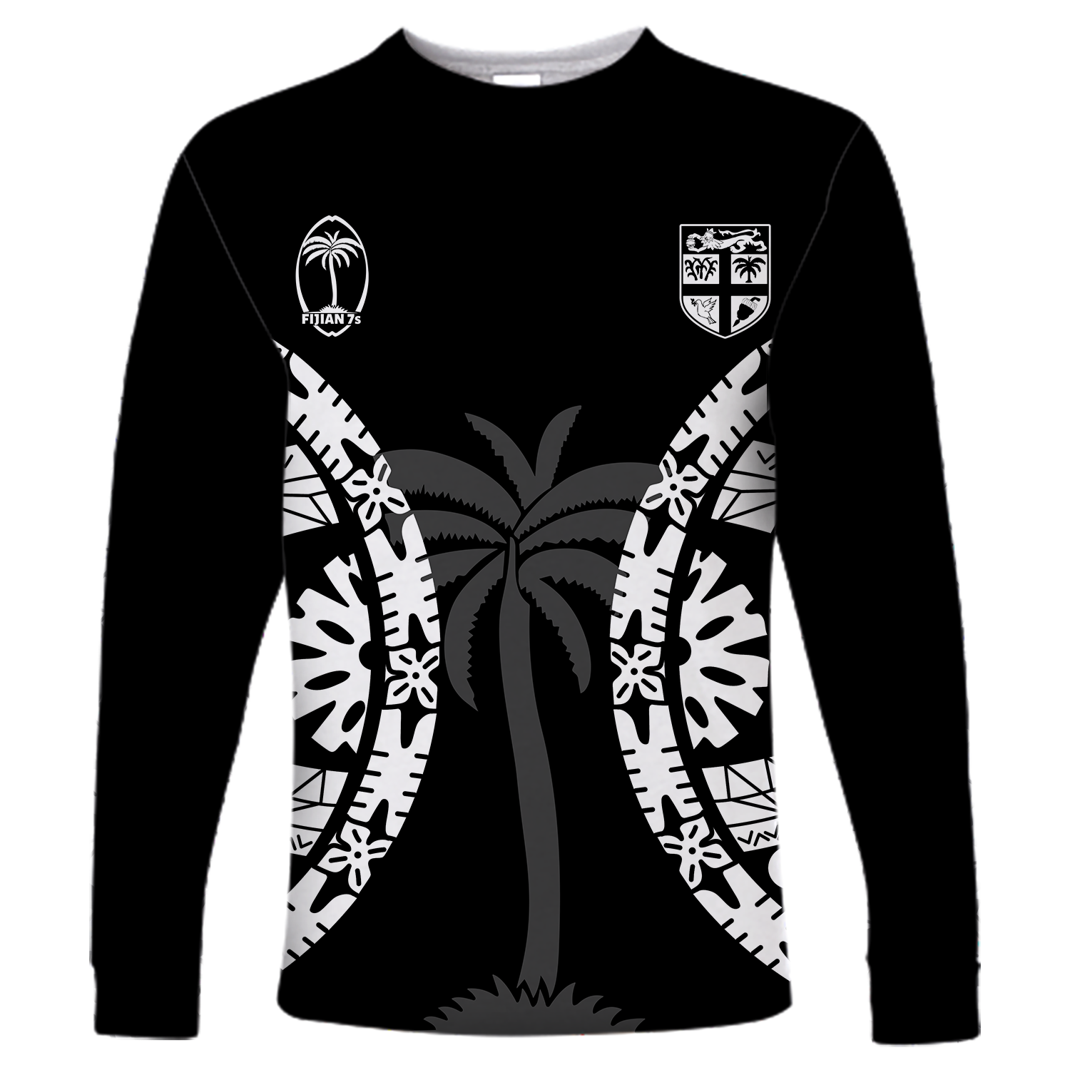 Custom Personalised Fiji Rugby Sevens Fijian Tapa Pattern Long Sleeve Shirt LT12 - Wonder Print Shop