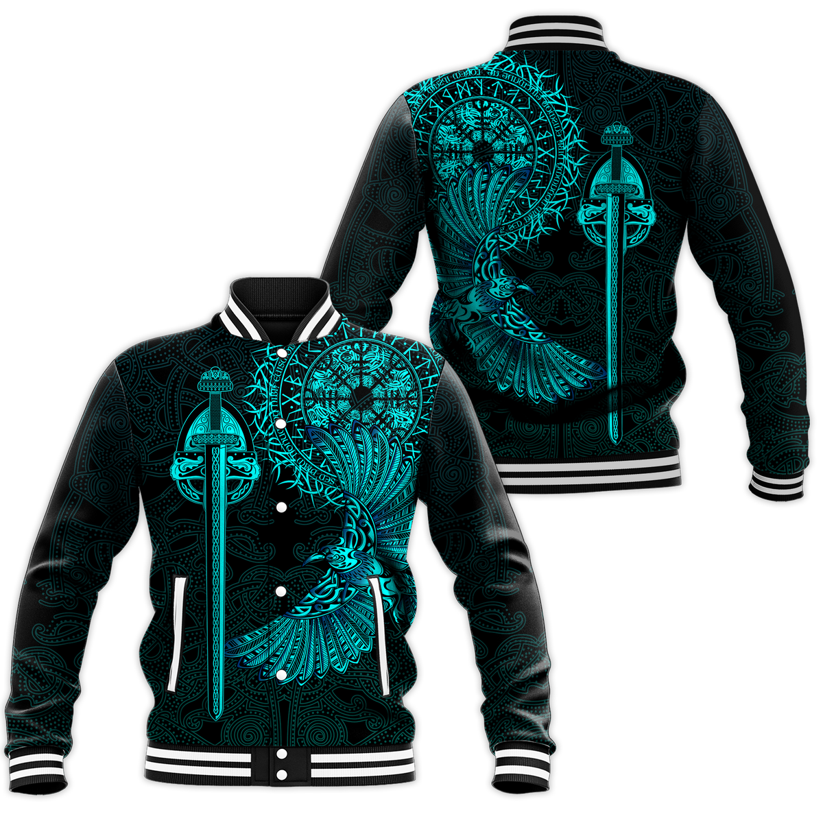 Viking Raven Tattoo Art Baseball Jacket LT12 - Wonder Print Shop