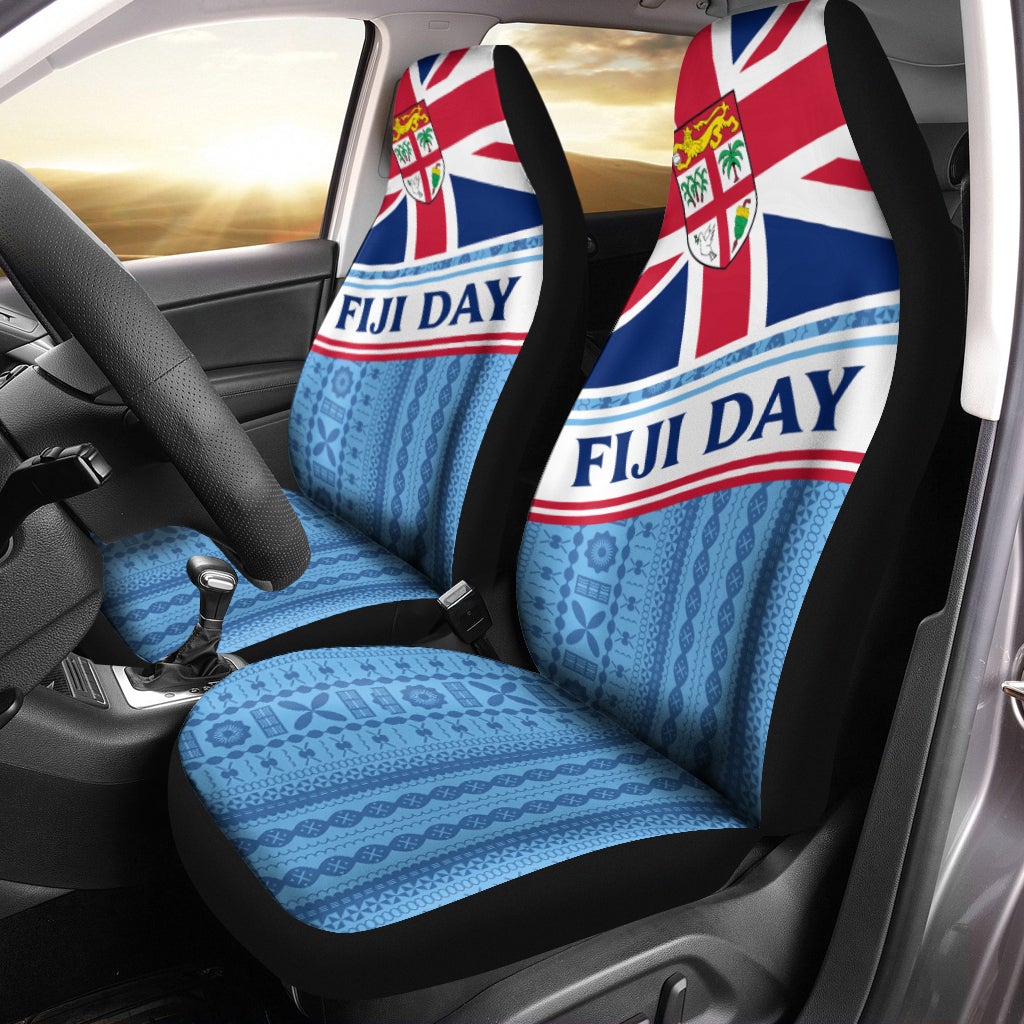 Fiji Day Car Seat Covers - Tapa Pattern With Flag LT12 - Wonder Print Shop