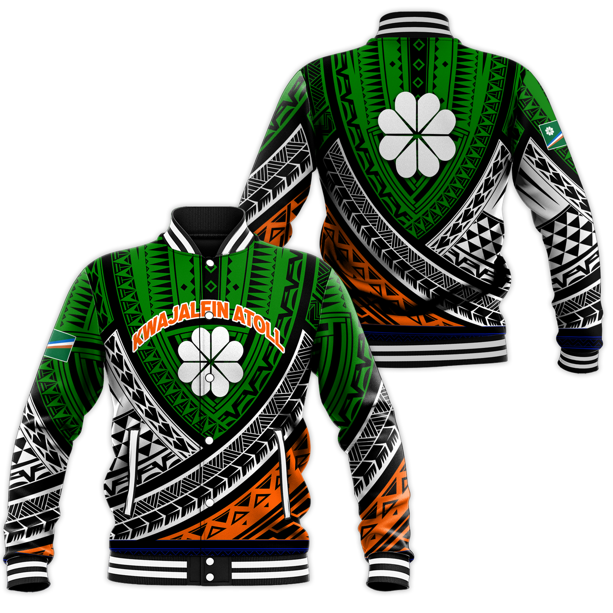 Kwajalein Atoll Tribal Pattern Baseball Jacket - LT12 - Wonder Print Shop