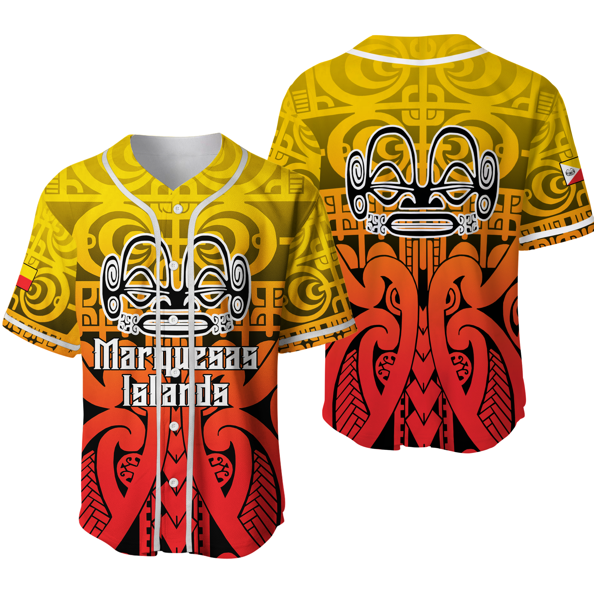 Marquesas Islands Marquesan Tattoo Baseball Jersey LT12 - Wonder Print Shop