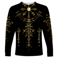 Viking Helm of Awe Gold Art Long Sleeve Shirt LT12 - Wonder Print Shop