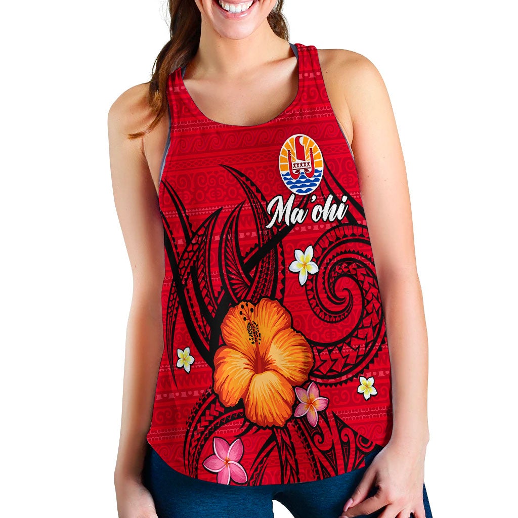 (Custom Personalised) Tahiti Maohi Women Tank Top - Hibiscus With Tribal LT12 - Wonder Print Shop