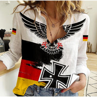 (Custom Personalised) Germany Women Casual Shirt Grunge Deutschland Flag and Eagle LT13 - Wonder Print Shop