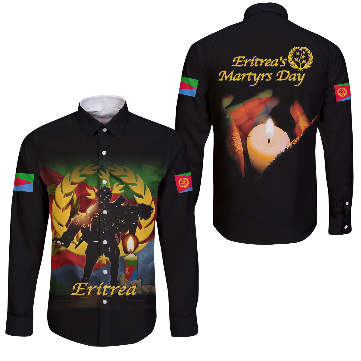 Eritrea Martyrs Day Candle Vigil Long Sleeve Button Shirt LT12 - Wonder Print Shop